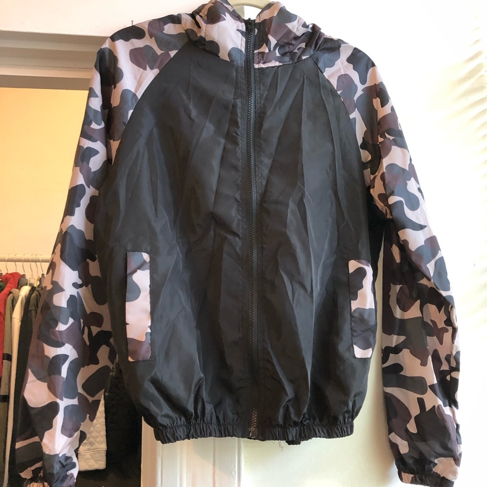 Shein black and camo windbreaker
